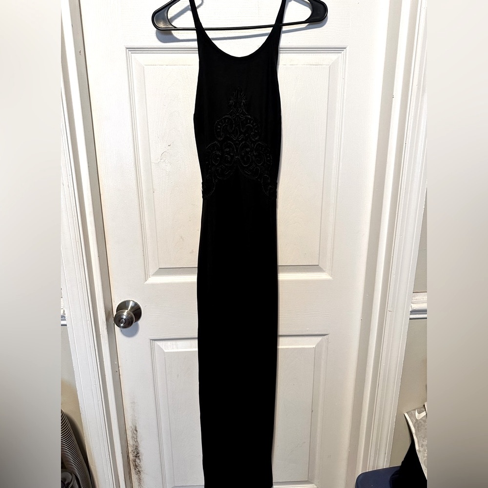 Vintage Jessica McClintock Gunne Sax black maxi dress